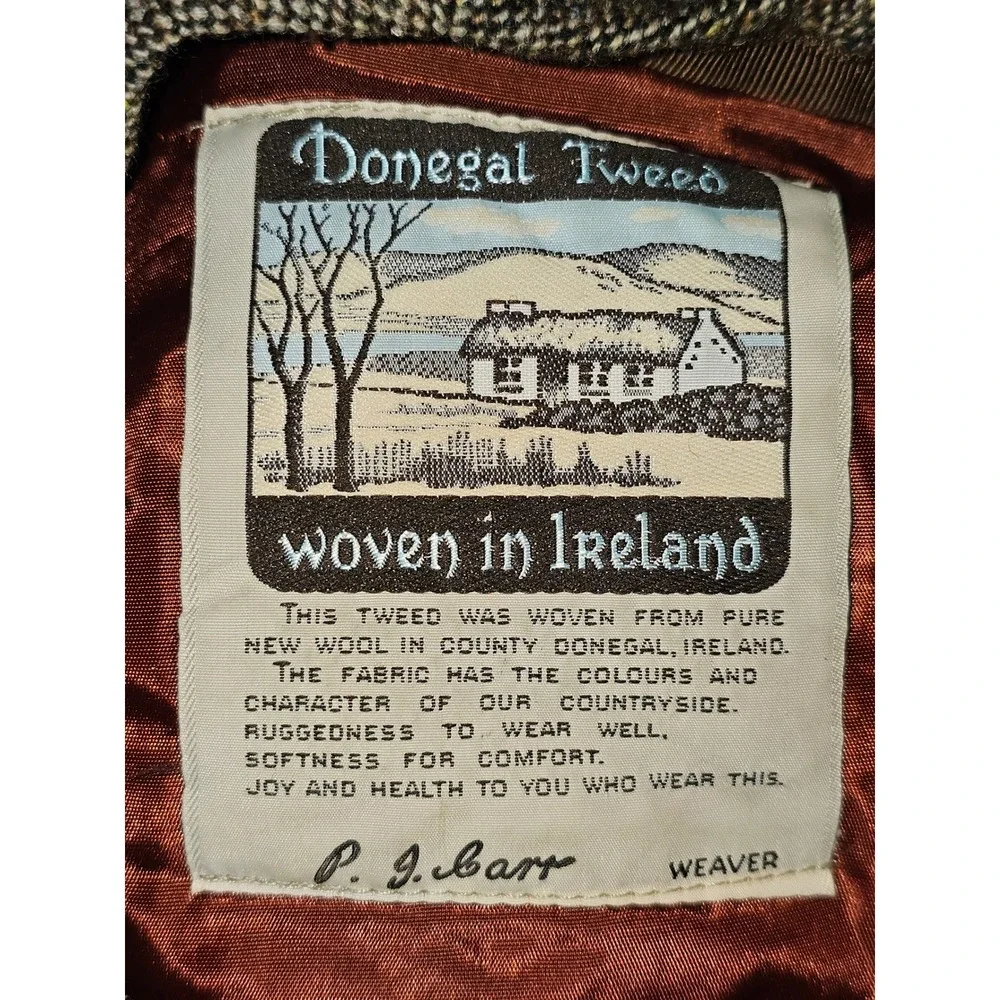Vintage Donegal Tweed Mens Wool Flat Cap Woven In Ireland